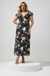 YOURS LONDON Plus Size Navy Blue Floral Maxi Dress | Yours Clothing 1