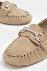 Natural Brown Faux Suede Loafers In Wide E Fit | Yours Clothing 4