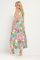 YOURS Plus Size White & Blue 'Mediterranean' Print Tiered Maxi Dress| Yours Clothing 2