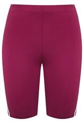 YOURS ACTIVE Plus Size Red Side Contrast Stripe Shorts | Yours Clothing 5