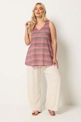 YOURS Plus Size Pink Zig Zag Vest Top | Yours Clothing 1