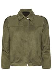 M&Co Petite Khaki Green Faux Suede Bomber Jacket | M&Co 6