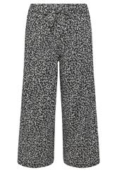 PixieGirl Petite Black Leaf Print Cropped Trousers