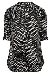 YOURS camisa negra con lunares y media tapeta