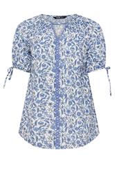 YOURS Curve Blue Floral Contrast Trim Blouse