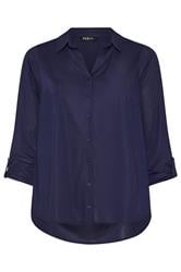 YOURS Curve Navy Blue Ribbed Shirt