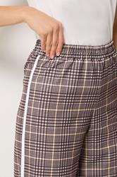 LTS Tall Women's Brown Check Piped Wide Leg Trousers | Long Tall Sally 4
