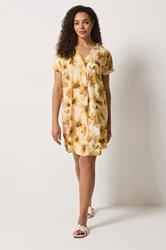 M&Co Yellow Floral Print Notch Neck Mini Dress | M&Co 3