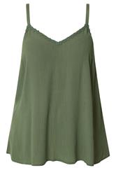 YOURS Curve Green Embroidered Floral Trim Vest Top