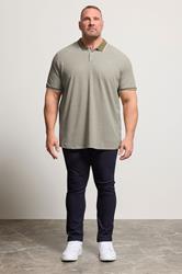 JACK & JONES Big & Tall Olive Green Tipped Polo Shirt | BadRhino 1