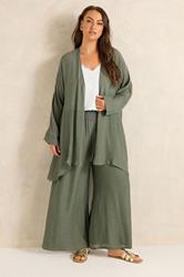 EVANS Plus Size Khaki Green Wide Leg Trouser | Evans 5