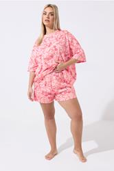 LIMITED COLLECTION Plus Size Pink Bow Pyjama Set | Yours Clothing 1