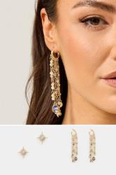 2 PACK Gold Celestial Tassel Earrings | Yours Clothing   1