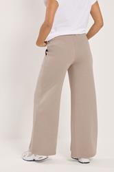 PixieGirl Petite Women's Stone Brown Pocket Patch Wide Leg Joggers | PixieGirl 2