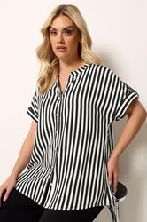 YOURS Plus Size Black Stripe Button Up Blouse | Yours Clothing 3