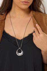 Silver Tone Long Teardrop Pendant Necklace | Yours Clothing 1