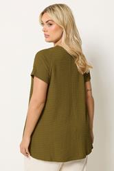 YOURS Plus Size Green Textured Swing Top | Yours Clothing 2