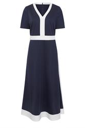 M&Co Navy Blue Colourblock Midi Dress | M&Co 7