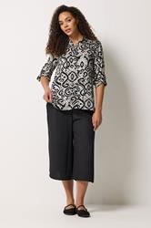 M&Co White & Black Ikat Print Tab Sleeve Shirt 2