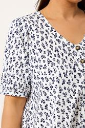 YOURS Plus Size White Floral Button Front Top | Yours Clothing 4