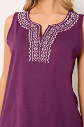 M&Co Berry Purple Embroidered Cotton Vest Top | M&Co 4
