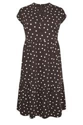 EVANS Plus Size Chocolate Brown Cotton Spot Dress | Evans 5