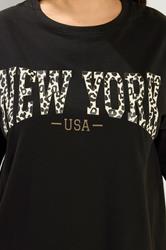 YOURS Plus Size Black 'New York' Leopard T-Shirt | Yours Clothing 4