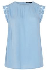 YOURS Curve Blue Crochet Trim Crinkle Top