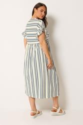 YOURS Plus Size Ivory White Stripe Frill Sleeve Dress | Yours Clothing 2