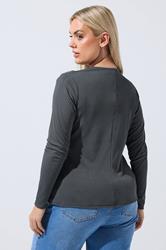 LIMITED COLLECTION Plus Size Grey 2-In-1 Ribbed Long Sleeve T-Shirt | Yours Clothing 4
