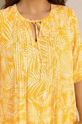 EVANS Plus Size Yellow Pintuck Tie Neck Blouse | Evans 5