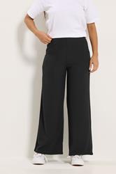 M&Co Petite Black Ribbed Wide Leg Trousers | M&Co 3