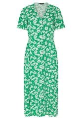 M&Co vestido midi de té con estampado de margaritas verdes