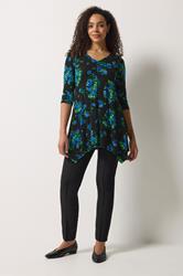 M&Co Black Floral Hanky Hem Top | M&Co 1