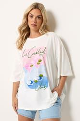 YOURS Plus Size Ivory White 'Le Cocktail' Boxy T-Shirt | Yours Clothing 3