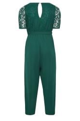 Green Wrap Midi Stretch Jumpsuit