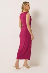 LTS Tall Women's Berry Red Gathered Front Midi Dress | Long Tall Sally 2