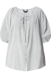 YOURS Curve Navy Blue Stripe Tie Detail Top