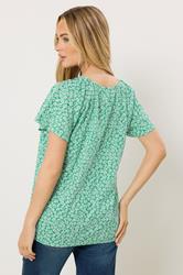 M&Co Green Floral Cotton Scoop Neck Top | M&Co 2