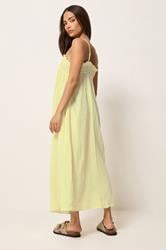 PixieGirl Petite Women's Yellow Cotton Cheesecloth Maxi Dress | PixieGirl 1