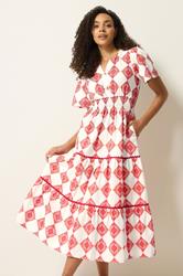 M&Co Ivory White Abstract Tile Print Maxi Dress | M&Co 1