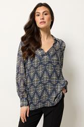 M&Co Navy Blue Floral Metallic Shirt | M&Co 3