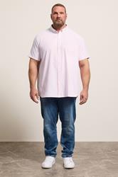 D555 Big & Tall Pink Short Sleeve Oxford Shirt | BadRhino 1