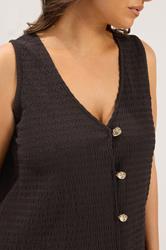 YOURS Plus Size Chocolate Brown Textured Waistcoat | Yours Clothing 5