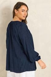 EVANS Plus Size Navy Blue Floral Embroidered Blouse | Evans 4
