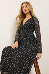 M&Co Black Polka Dot Mesh Wrap Dress | M&Co 1