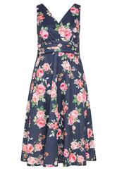 YOURS LONDON Curve Navy Blue Floral Midi Dress