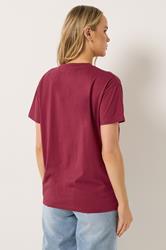 LTS Tall Women's Burgundy Red Pleat Front Cotton T-Shirt | Long Tall Sally 4
