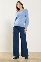 M&Co Blue Pointelle Sleeve Jumper | M&Co 1