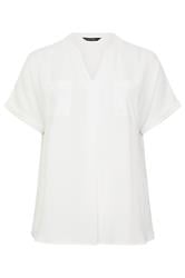 Evans blusa utilitaria blanca de manga corta
